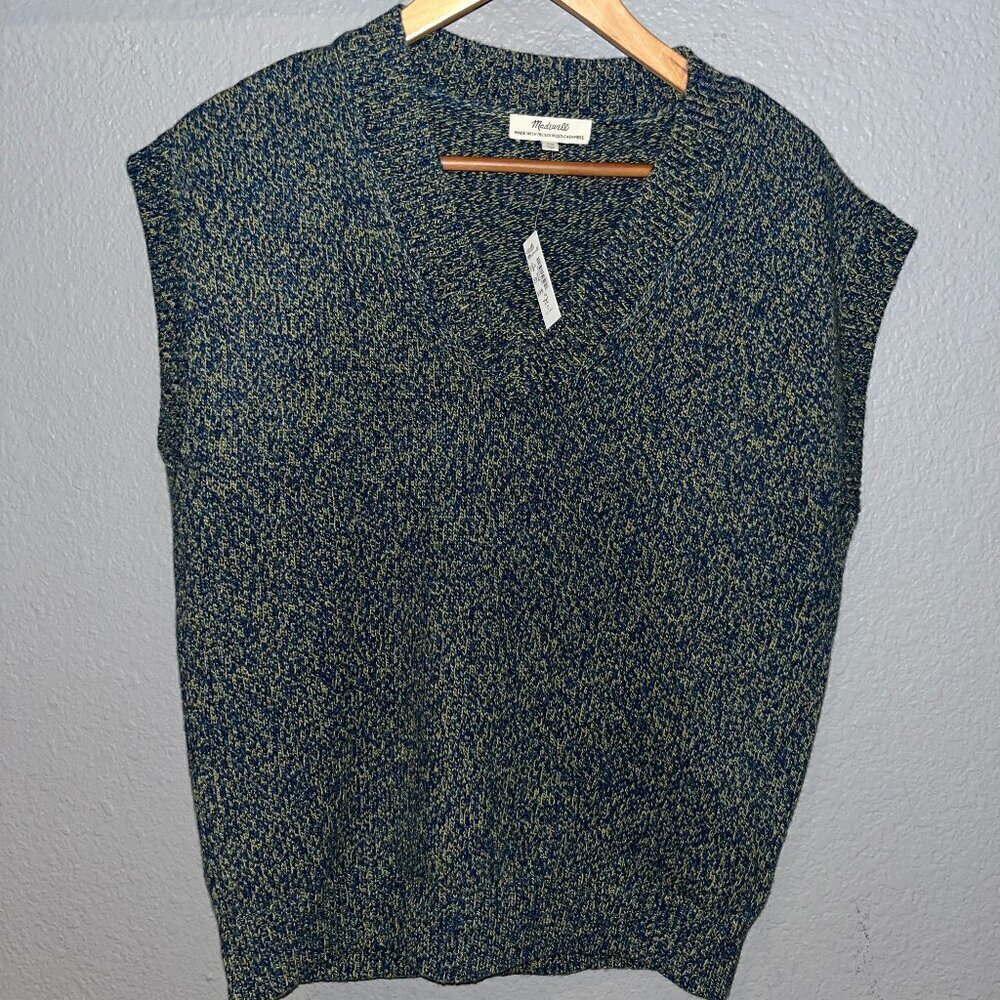 MADEWELL Donegal (Re)sponsible Cashmere V-Neck Sweater Vest - Spruce Mouline NWT
